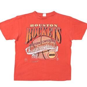 Houston Rockets 1994 VTG Single Stiched NBA Mens Red Cotton T-Shirt Size L
